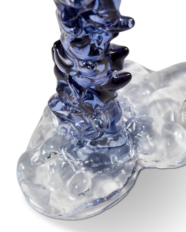 Glass Drip Candle Holder Blue - L