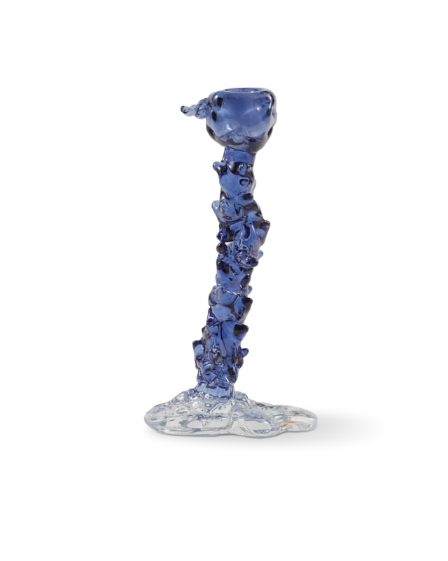 Glass Drip Candle Holder Blue - L