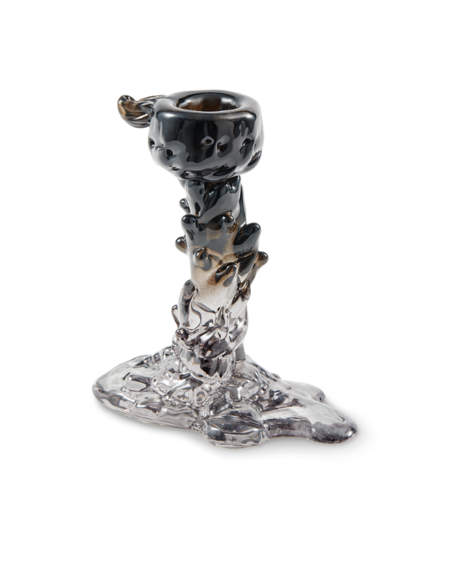 Glass Drip Candle Holder Black
