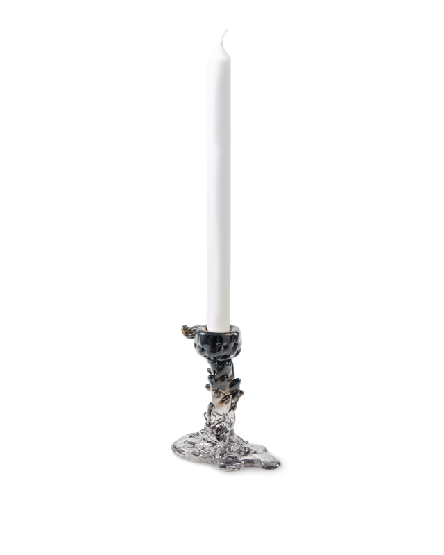 Glass Drip Candle Holder Black