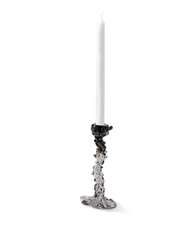 Glass Drip Candle Holder Black
