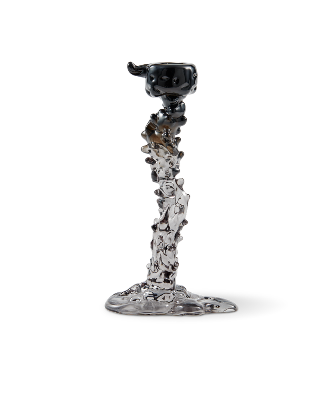 Glass Drip Candle Holder Black