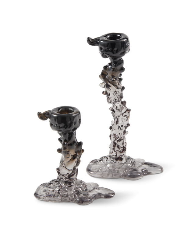 Glass Drip Candle Holder Black
