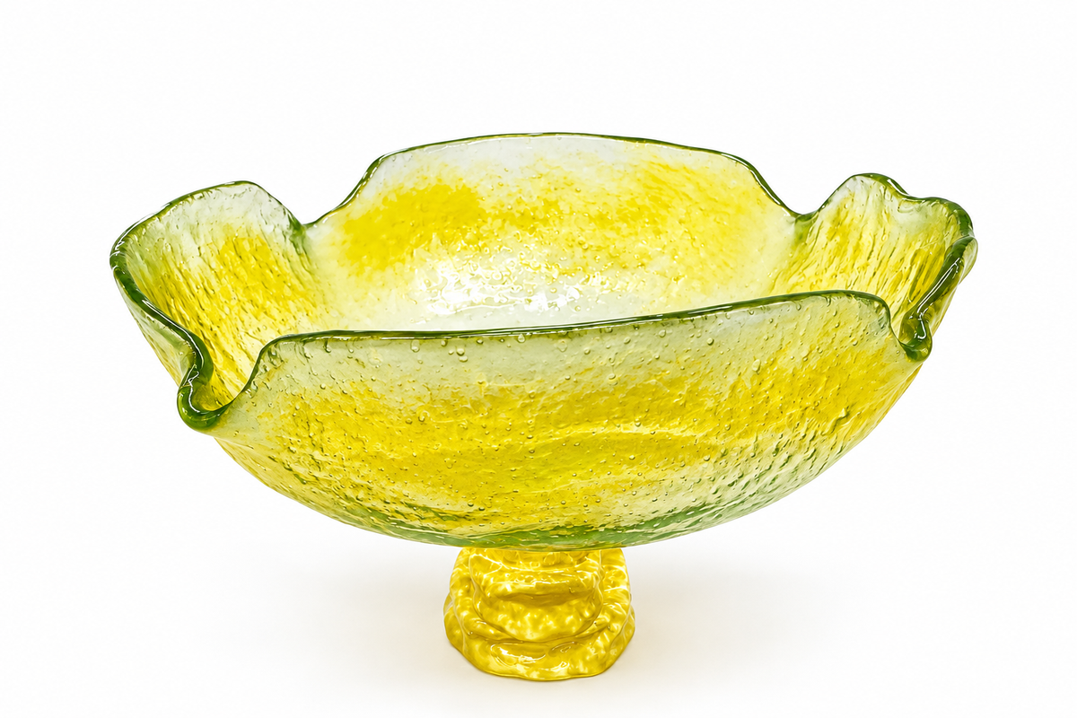 Glass Bowl Ceramic Cube Base