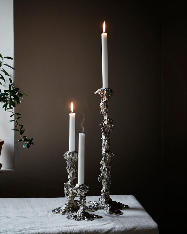 Drip Candle Holder Silver