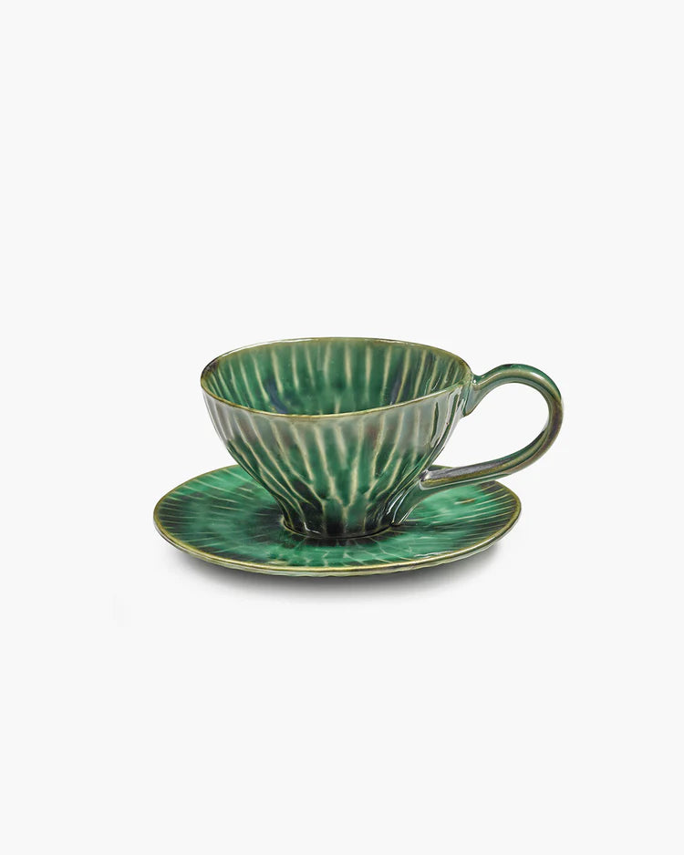 Sauser and Cappuccino Cup Green Verde
