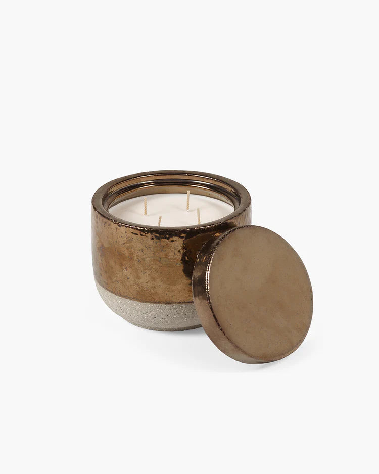 Scented Candle Gold Charred Santal