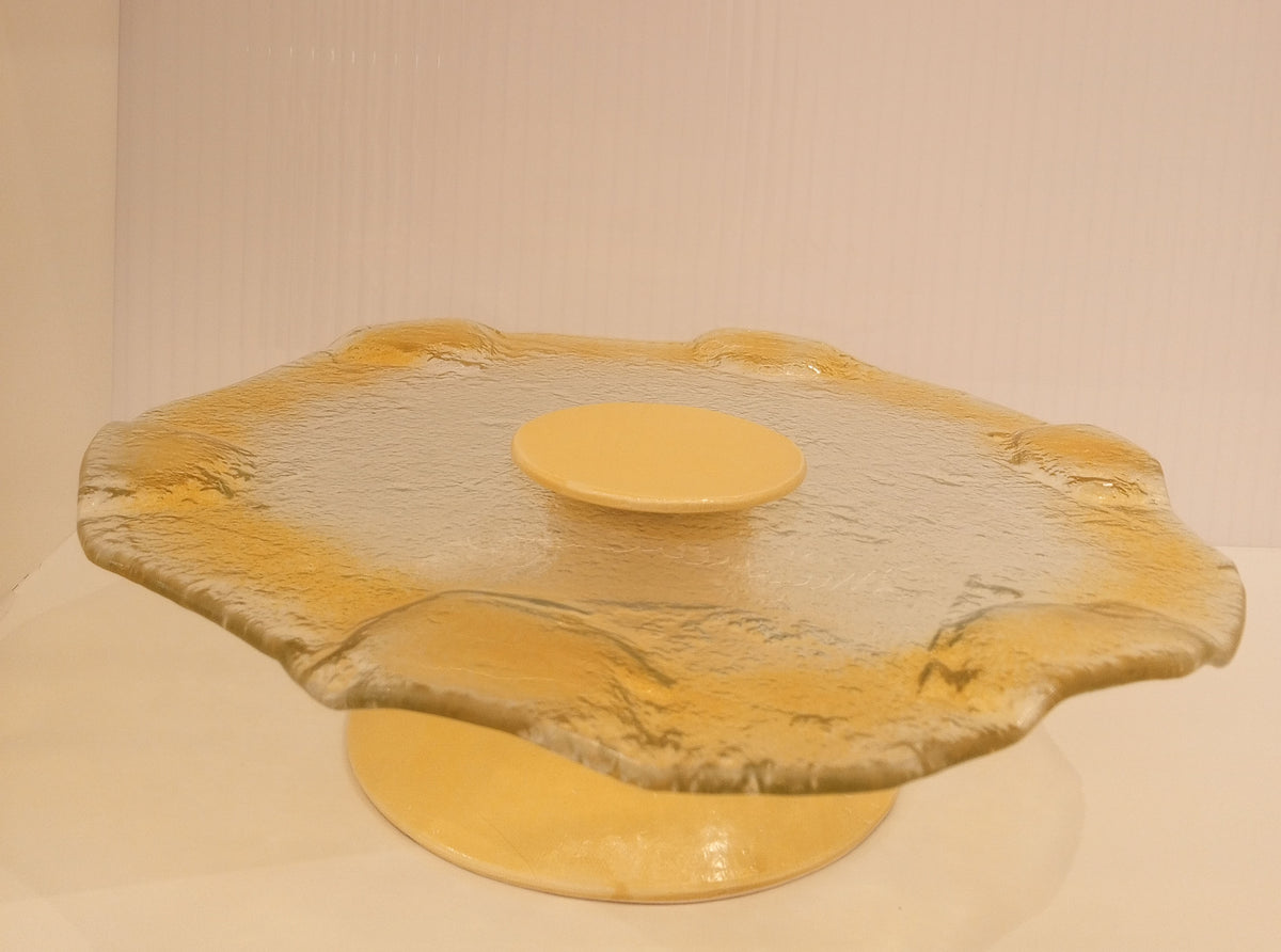 CAKE STAND BASE CERAMIC-YELLOW