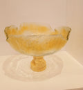 GLASS BOWL CERAMIC CUBE BASE-YELLOW