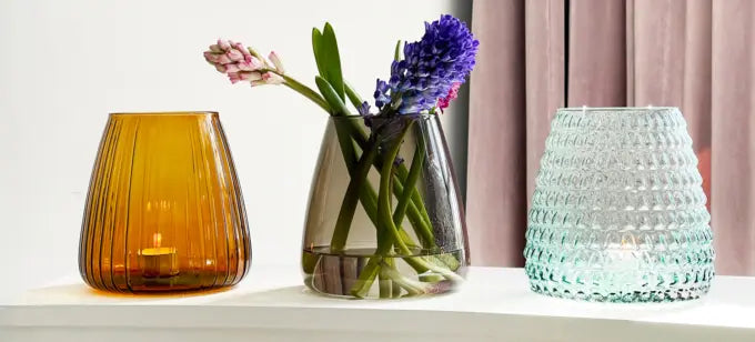 Dim Stripe Vase Small Amber