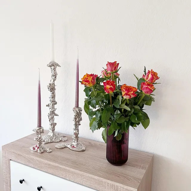 Drip Candle Holder Silver