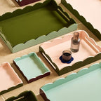 Scallop Medium Tray - Khaki & Pink Lacquered