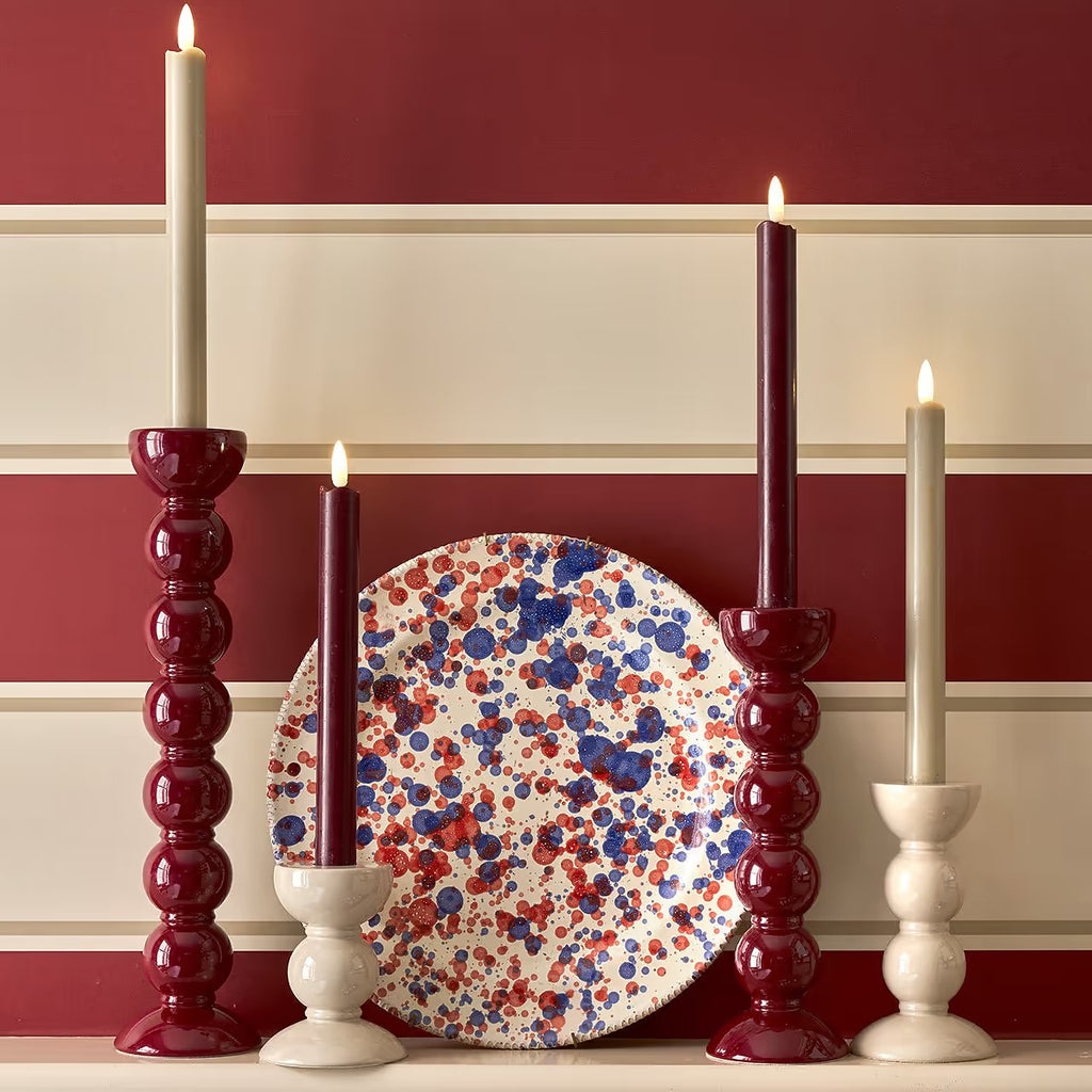 Tall Sage Bobbin Candlestick - 24cm
