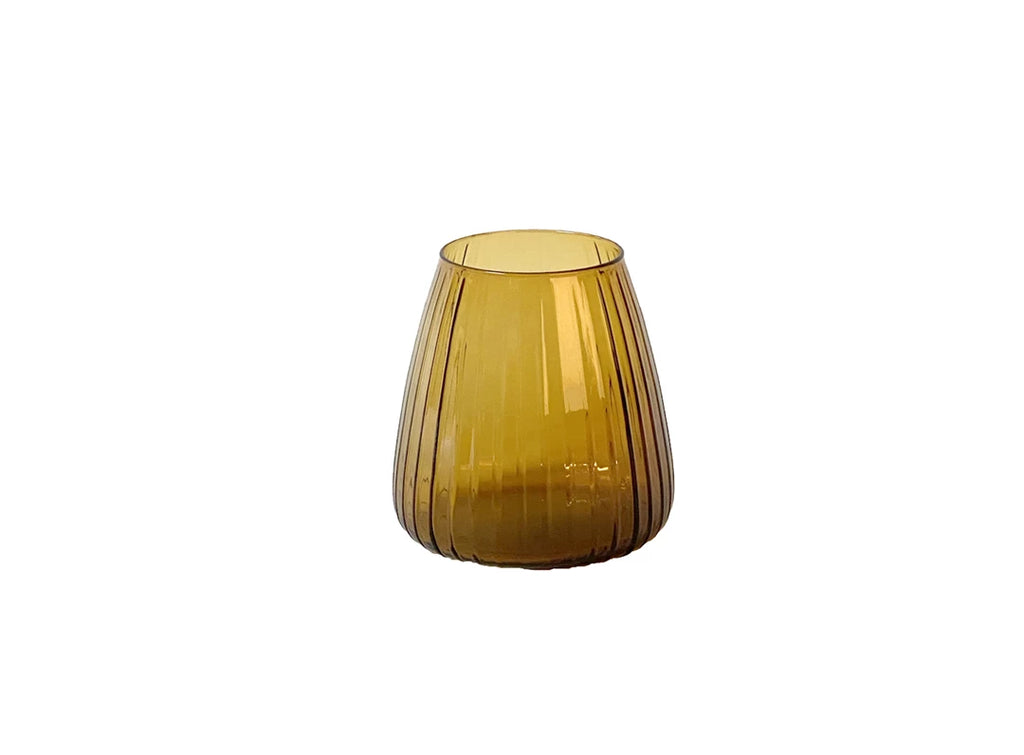Dim Stripe Vase Small Amber